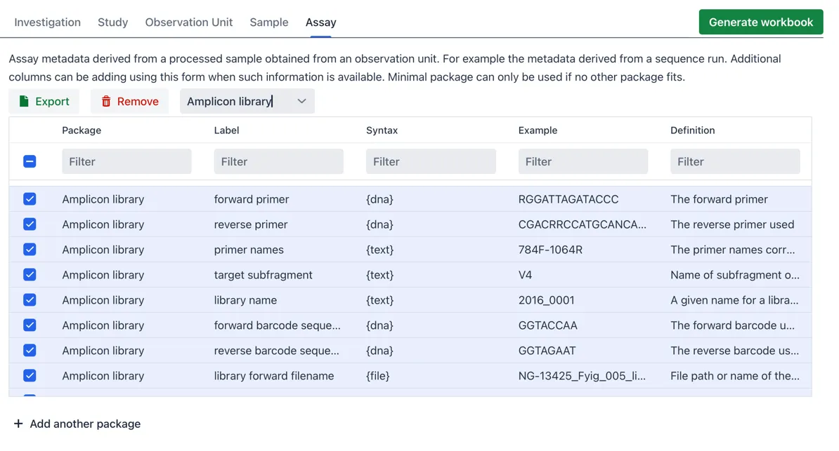 Assay metadata field